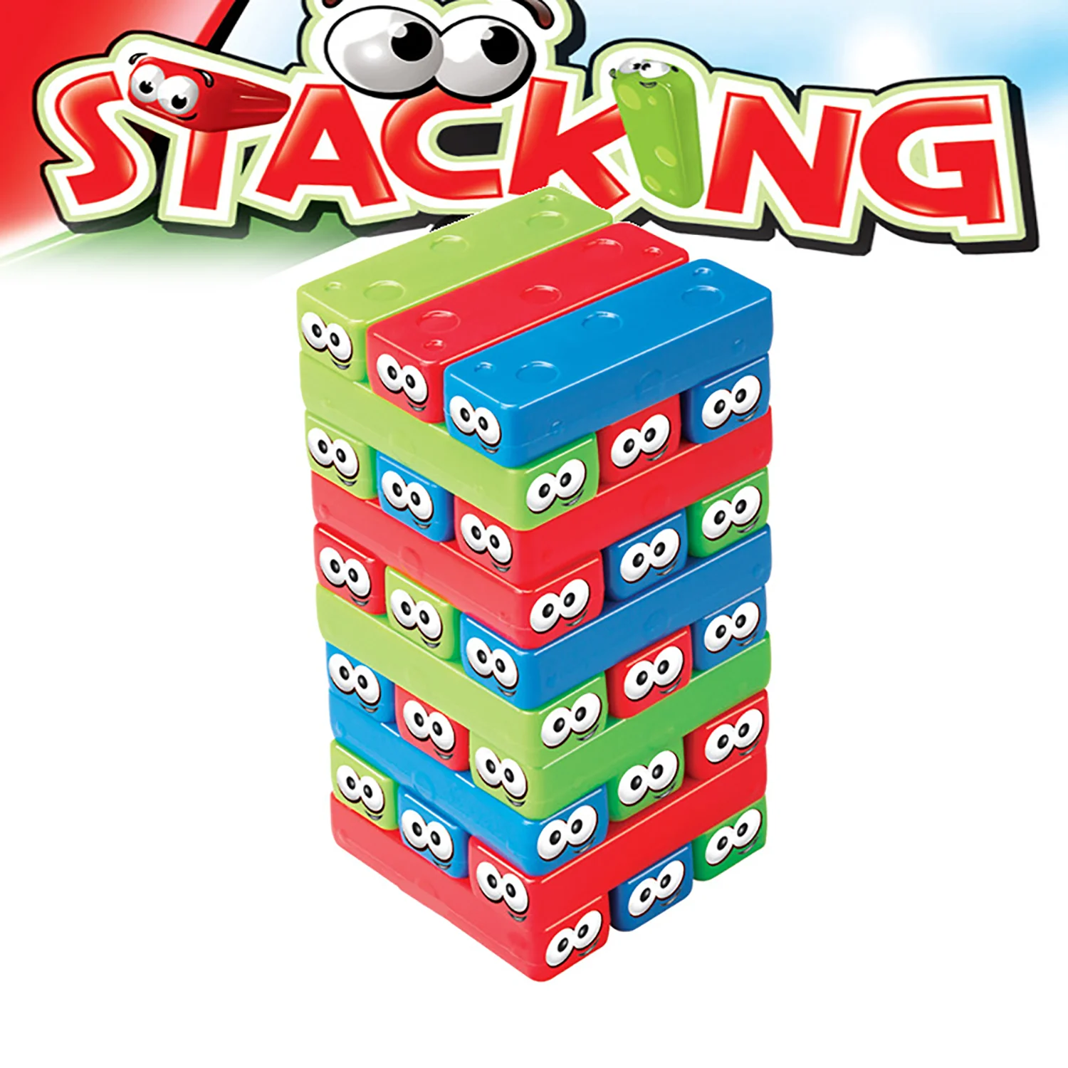 Timber Tower Block Stacking Game, Colored Cartoon Plastic Building Blocks Board, Educational Toy Game, Brick Tower Stacking Game