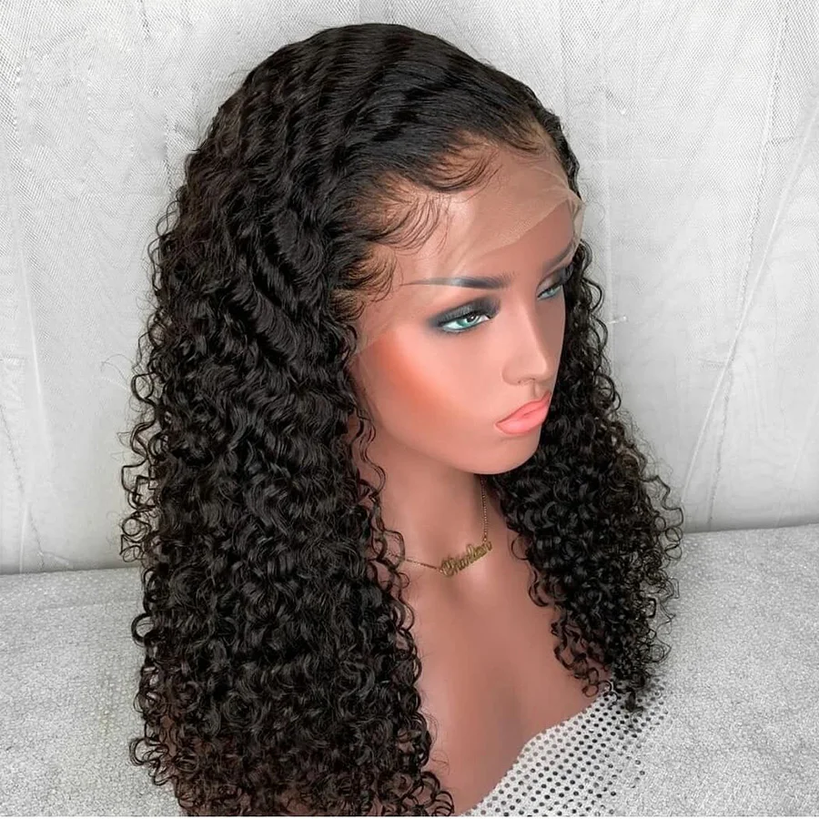 

180 Density 26 inch Soft Natural Black Kinky Curly Lace Front Wigs For Women With Babyhair Daily Use Deep Part PrePlucked