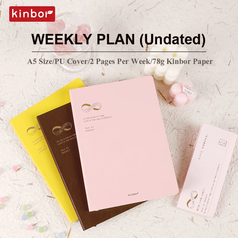 Nuevo Kinbor A5 planificador suave PU cubierta diario cuaderno semana mes Plan escritura diaria gestión del tiempo eficiencia manual planificación