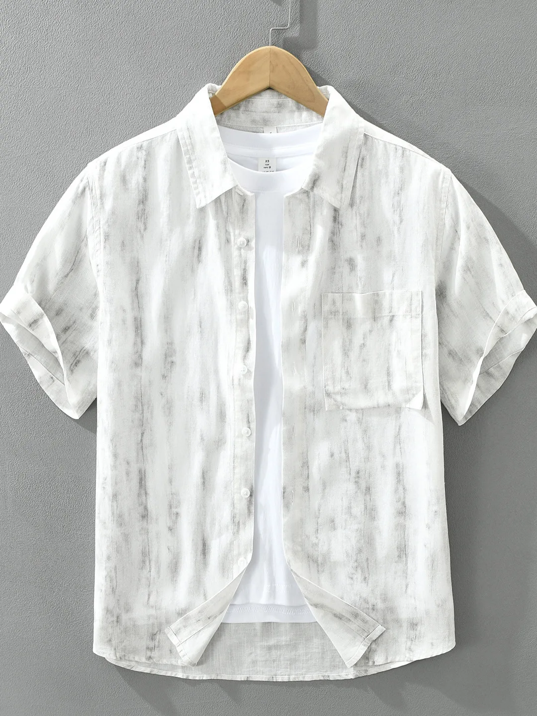 

Men's Short Sleeve Shirt Linen Design Printed Thin Breathable Casual Shirt Summer Leisure Cotton Linen Blend Shirt