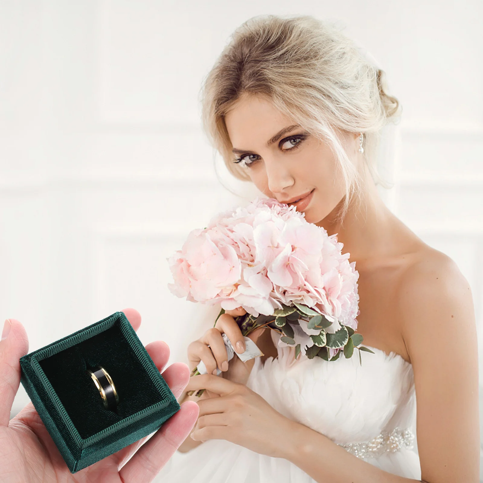 

1 шт., держатель для колец квадратной формы, байковая подкладка для шкатулки для драгоценностей, защита от царапин, коробка для колец, футляр для ювелирных изделий