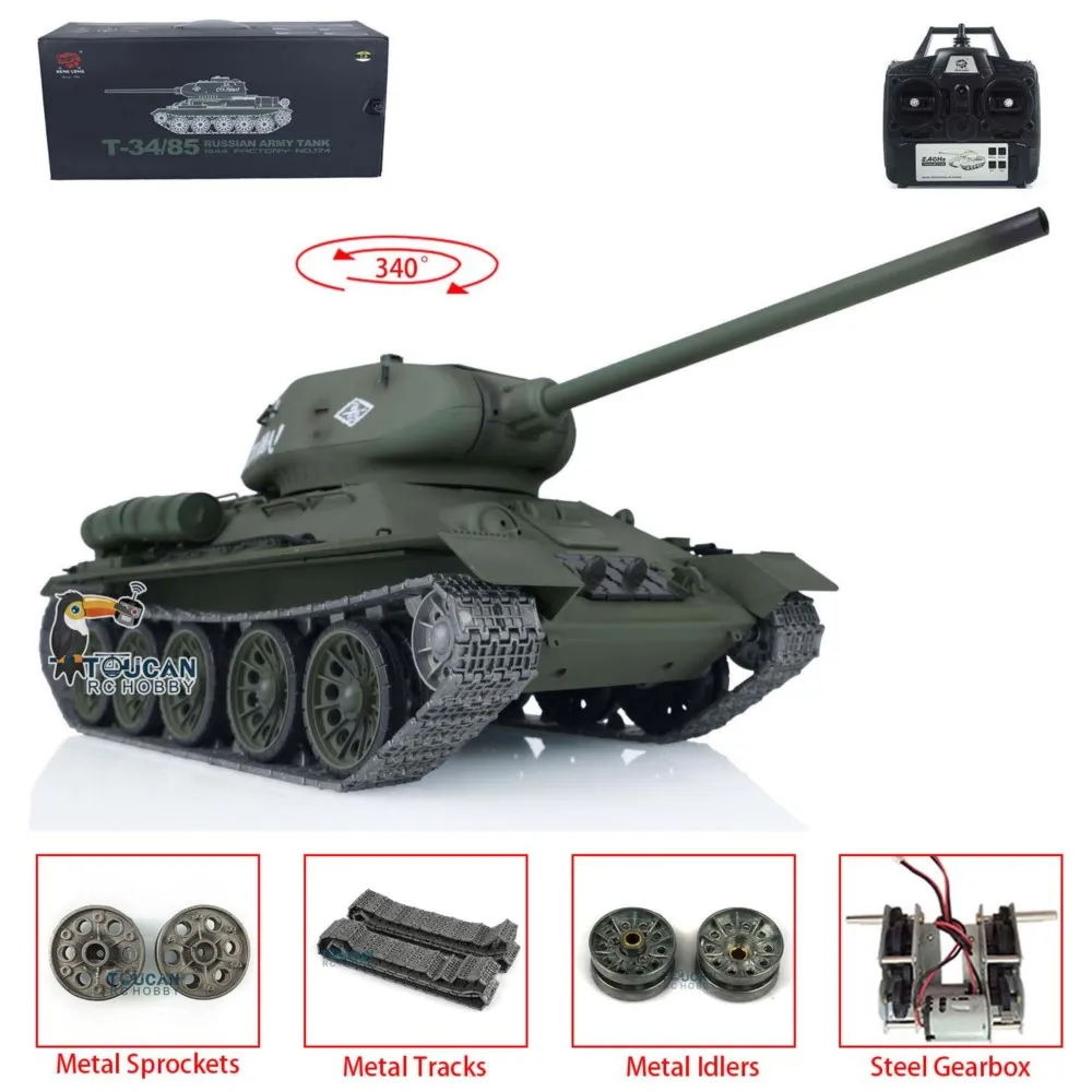 1/16 Scale HENG LONG 7.0 Upgraded Soviet T34-85 RC Tank 3909 Metal Tracks Idler Bearing Gearbox Speaker Toucan Toys for Boys
