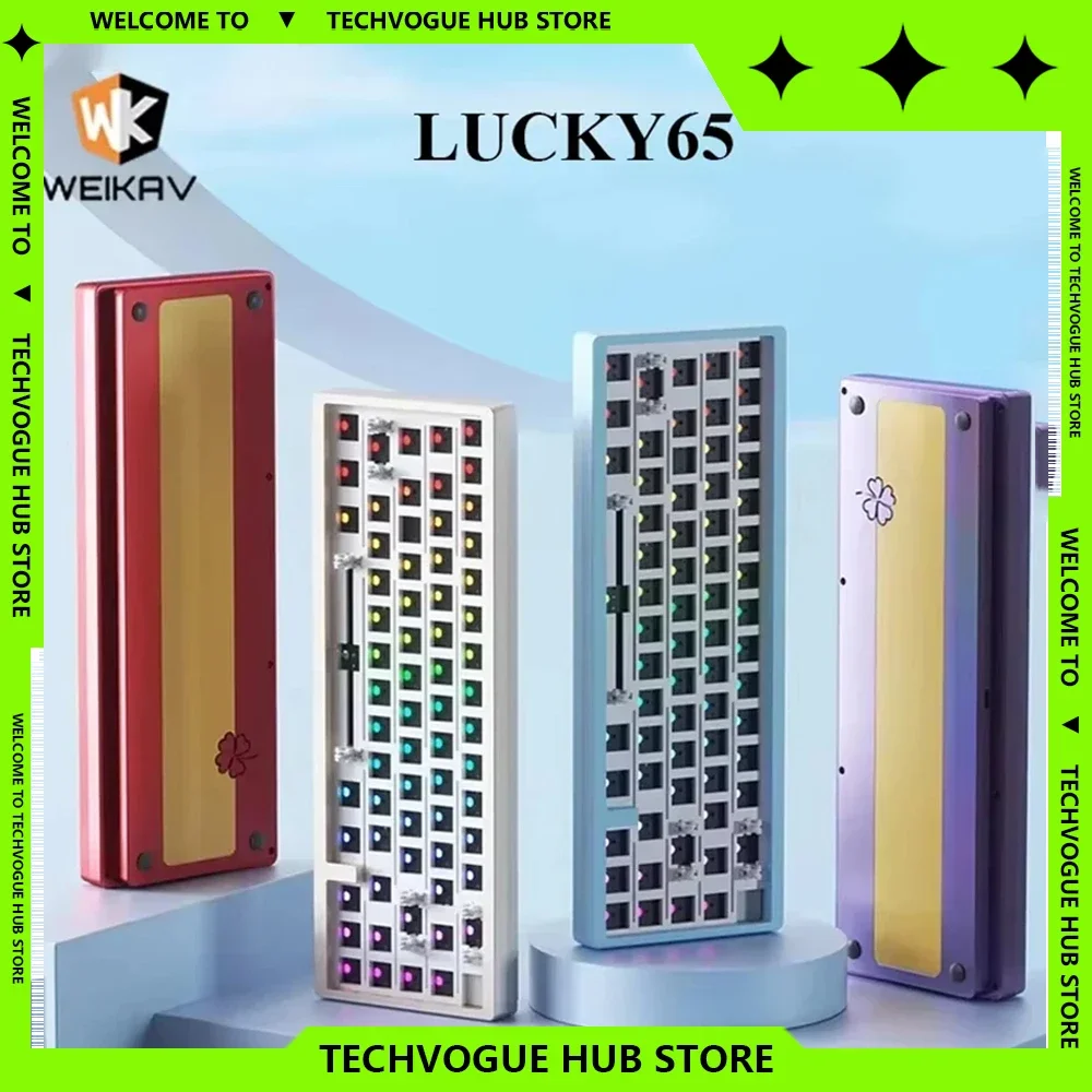 Weikav Lucky65 3Mode Aluminum Alloy RGB Gasket Wireless Bluetooth Mechanical Keyboard Programmable Office PC Gamer Keyboard Kit