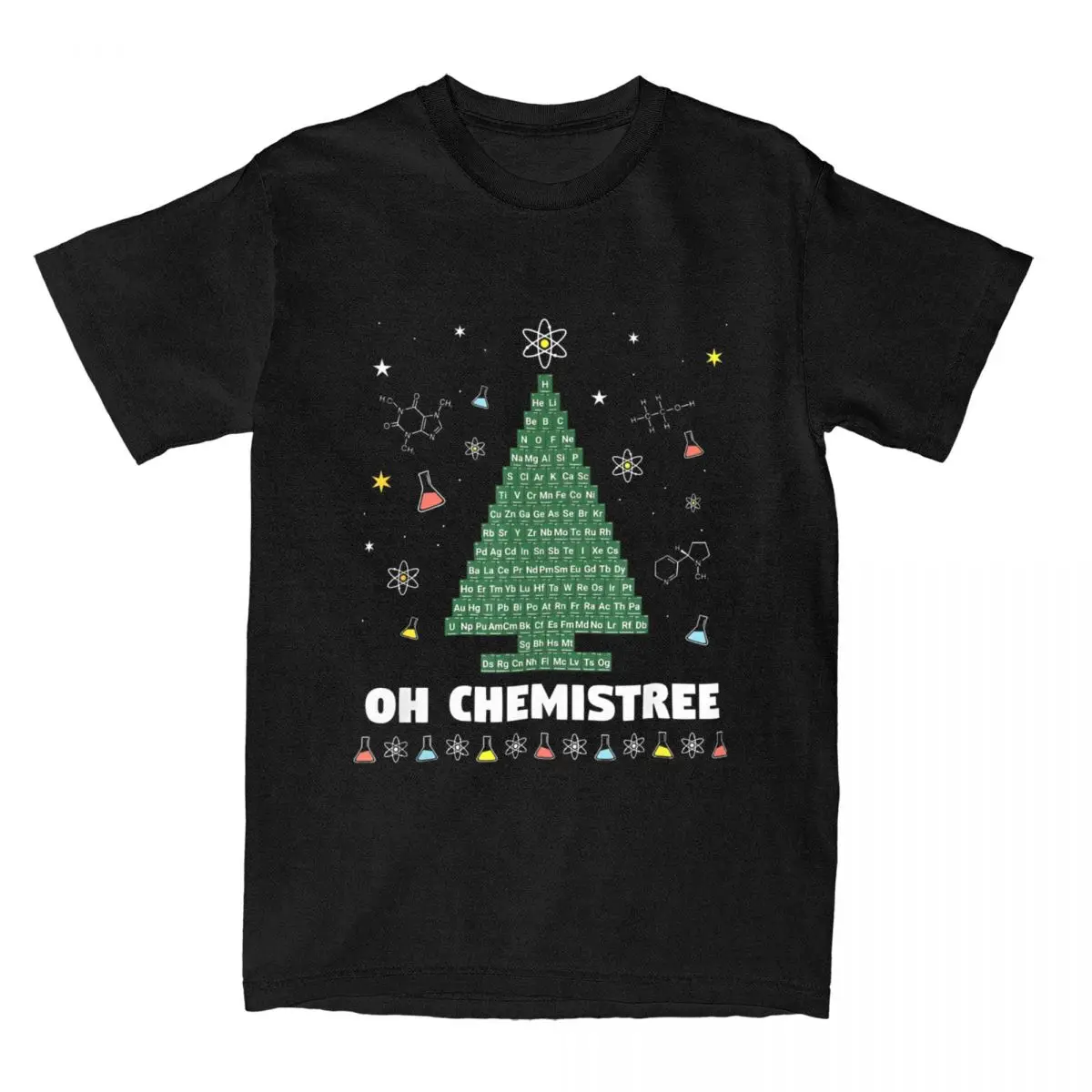 Men's Oh Chemistree Periodic Table Chemistry Christmas Tree T Shirt Cotton Clothing Vintage Chemist Xmas Tees Printing T-Shirt