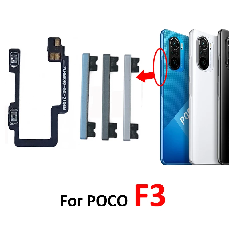 For Xiaomi Poco Pocophone F3 New Volume Button Up Down Switch Control Key Internal Flex Cable Repair Part image 2
