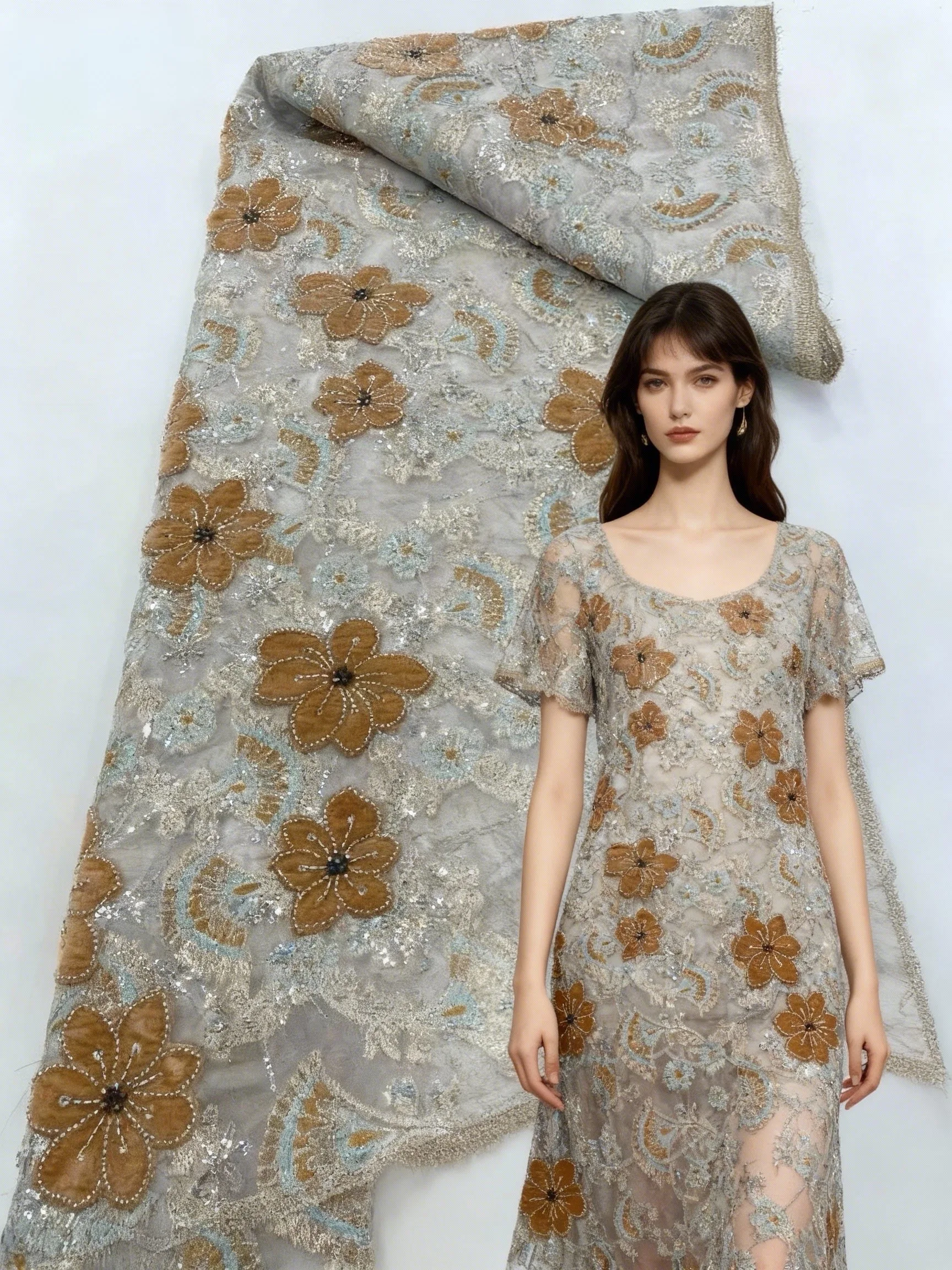 

African Sequins Tulle Lace Embroidery 2025 Nigerian French Mesh Net Lace Fabrics Latest Beaded Fabric For Women Party Dresses