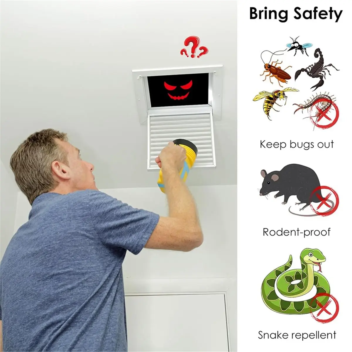 ~！【Best Seller】4 Pcs Floor Covers, 4 X 10 Inch Air Vent Screen Cover Mesh Magnetic PVC Vent Mesh for Ceiling Wall Floor Catch D