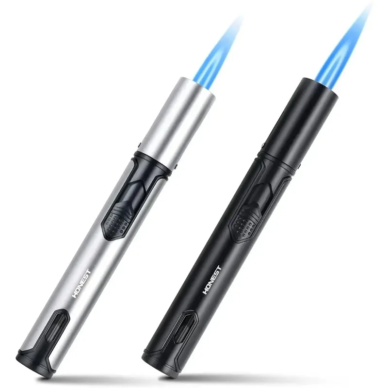Briquet à gaz torche coupe-vent en métal honnête, stylo rechargeable, allumeur de flamme à Jet pour cuisine BBQ bougie Camping Gadget pour hommes 4 pièces/1 pièce