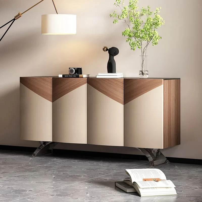 Marble Texture High-End Tea Cabinet Bowl Cabinet Capacity Storage Tea Cabinet