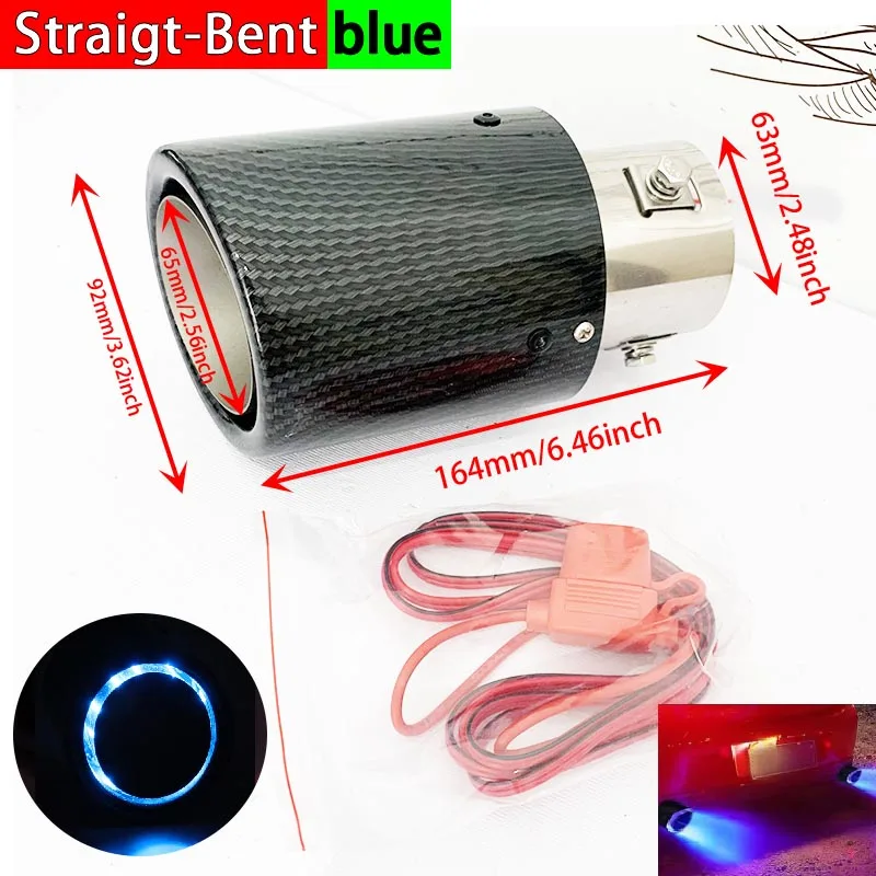 

Car LED Exhaust Muffler Tip Pipe Straight Car Modified Single Outlet Exhaust Pipe Tail Throat Red/Blue Light Exhaust Decoration