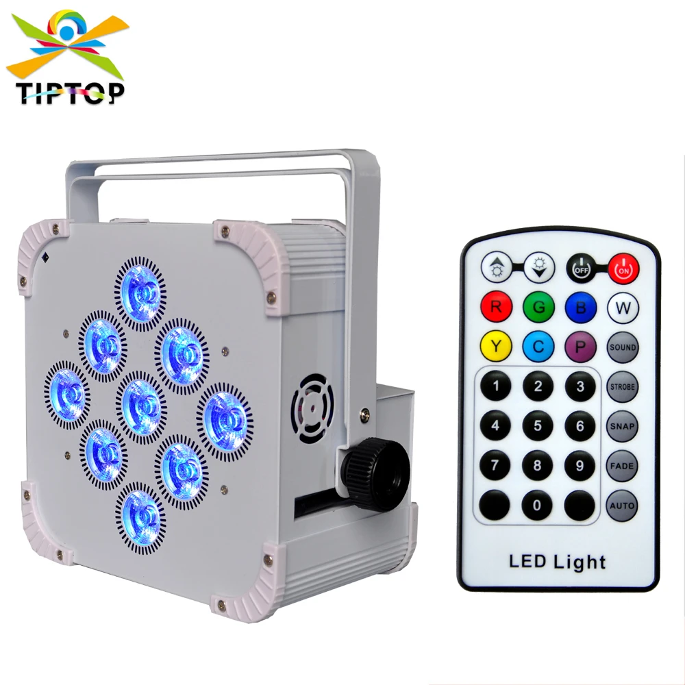 TITPOP 9x18W American DJ Par Cans Battery Powered Built In 2.4G Wireless Receiver Infrared Control RGBWA UV 6IN1 Color TP-B0918A