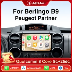 Ainavi Car Radio For Citroen Berlingo B9 Peugeot Partner Wireless Carplay Android Auto Audio Car Multimedia Player HDMI OUT 2Din