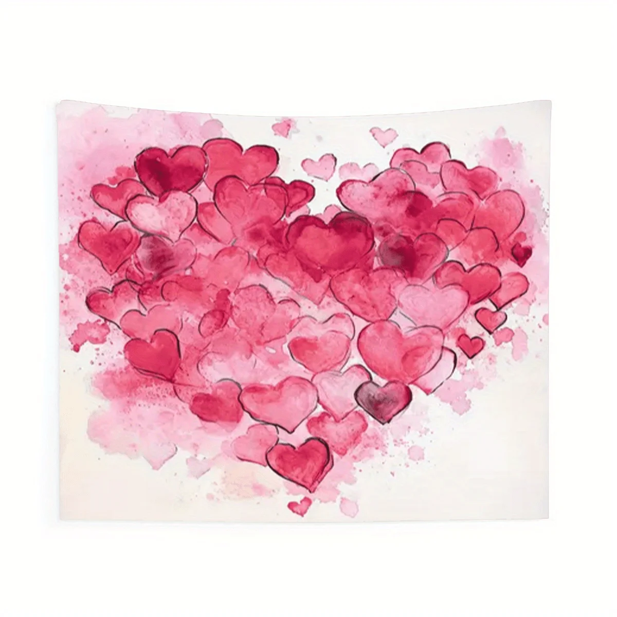 Watercolor Hearts Tapestry - Soft, Cozy, Perfect for Home Decor, Adding Romantic Vibes and Artistic Charm to Any Room