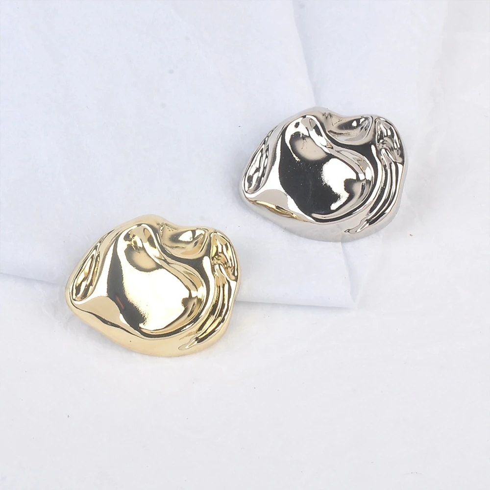 

Unique Retro Asymmetrical Metal Coat Buttons, 10pcs 12/17/22mm Irregular Shaped Buttons for Jacket/Suit/Sweater DIY Gold/Silver