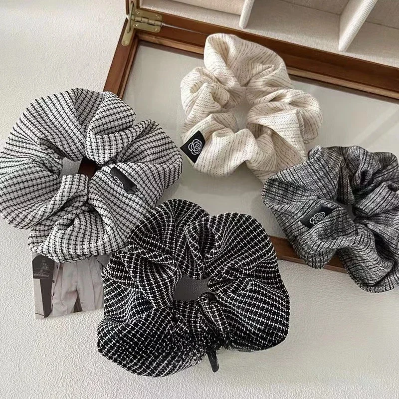 Scrunchie Vintage a cuadros para mujer, bandas elásticas para el cabello, Scrunches elegantes, accesorios para el cabello de diseñador, Coleta, Chouchou