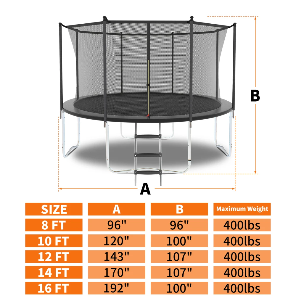 12ft Trampoline with Safety Net with Heavy Duty Jumping Pad and Spring Cover for Kids and Adults Trampoline for Kids  Trampolin