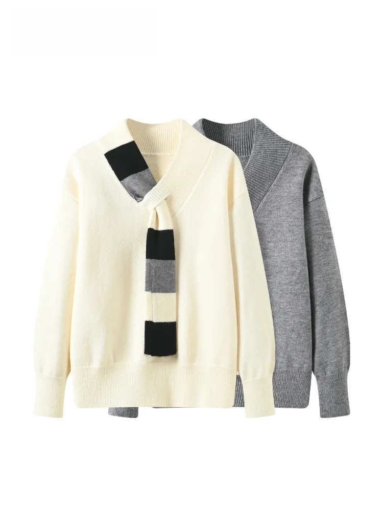 

plus Size Women's V-Ne Long Sve Knitwear Faionable Versatile Autumn Polyester Rayon Blend Thiened Casual Sle Top