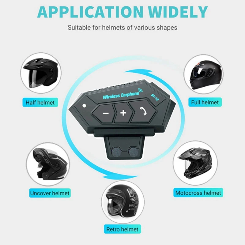 أفضل سماعات بلوتوث لاسلكية للخوذات ركوب الدراجات النارية الكهربائية تلقي المكالمات BT12 خوذة سماعات بلوتوث