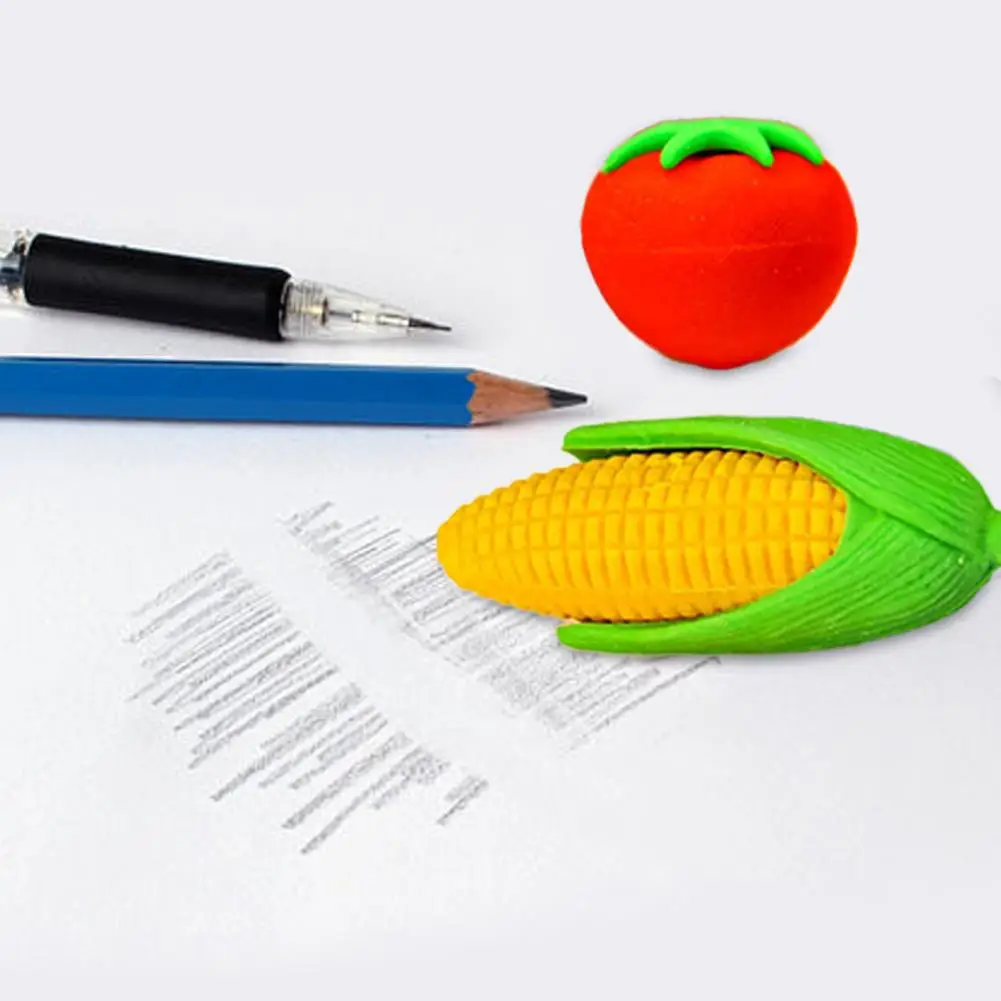 12Pcs 3-6cm Fruit Vegetable Erasers Set Mini 3D Lemon Tomato Eggplant Pencil Eraser For Classroom Prizes Gifts Supplies School