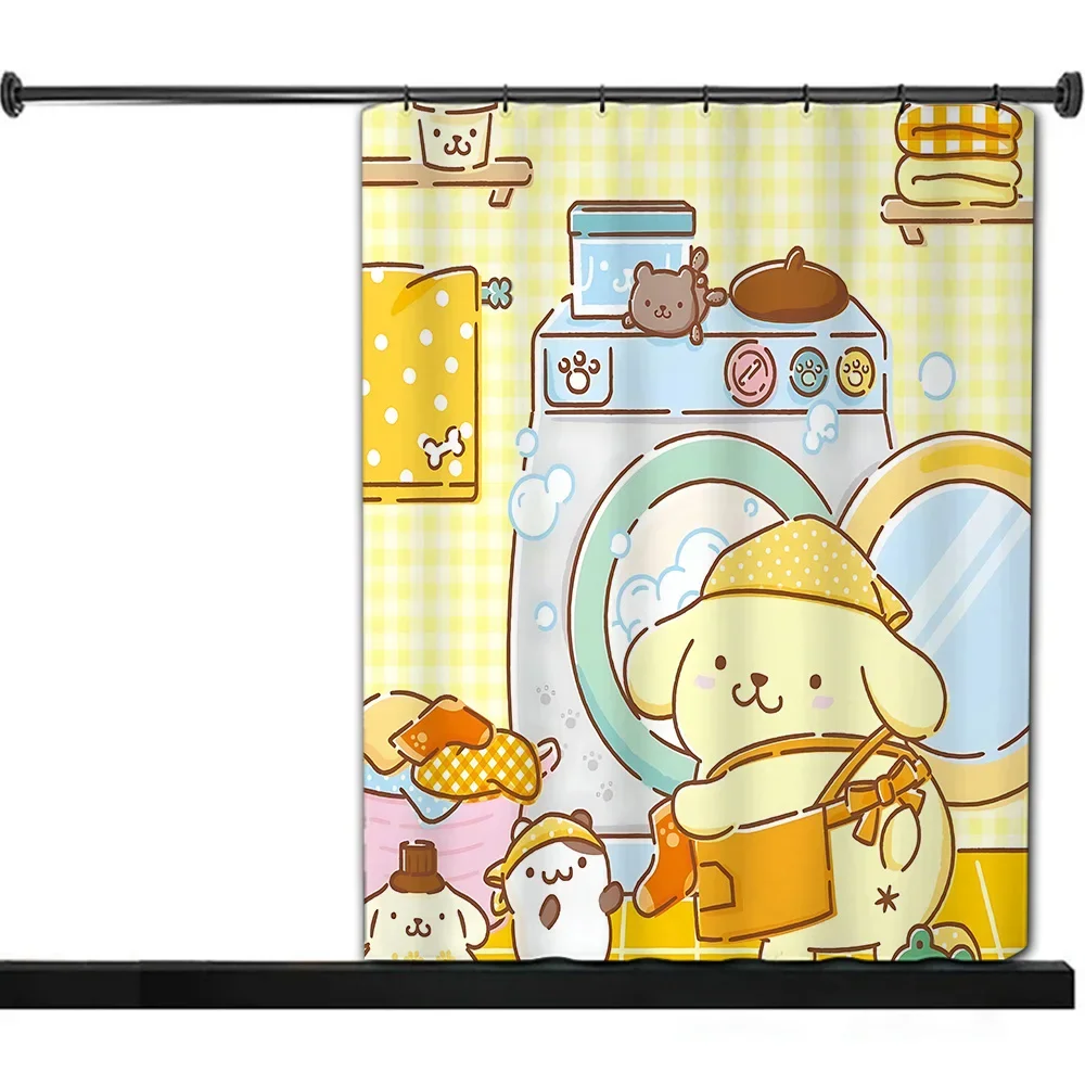 Cute Cartoon P-Pom Pom Purin Shower Curtain Waterproof Polyester Fabric Paint Colorful Bath Curtains Curtain With Hook view 5