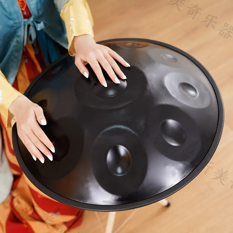 9/10 тонов Handpan Drum 22 дюйма D Маленький синий стальной барабан с язычком Йога Медитация Рука Пан Музыкальные барабаны Ударные инструменты