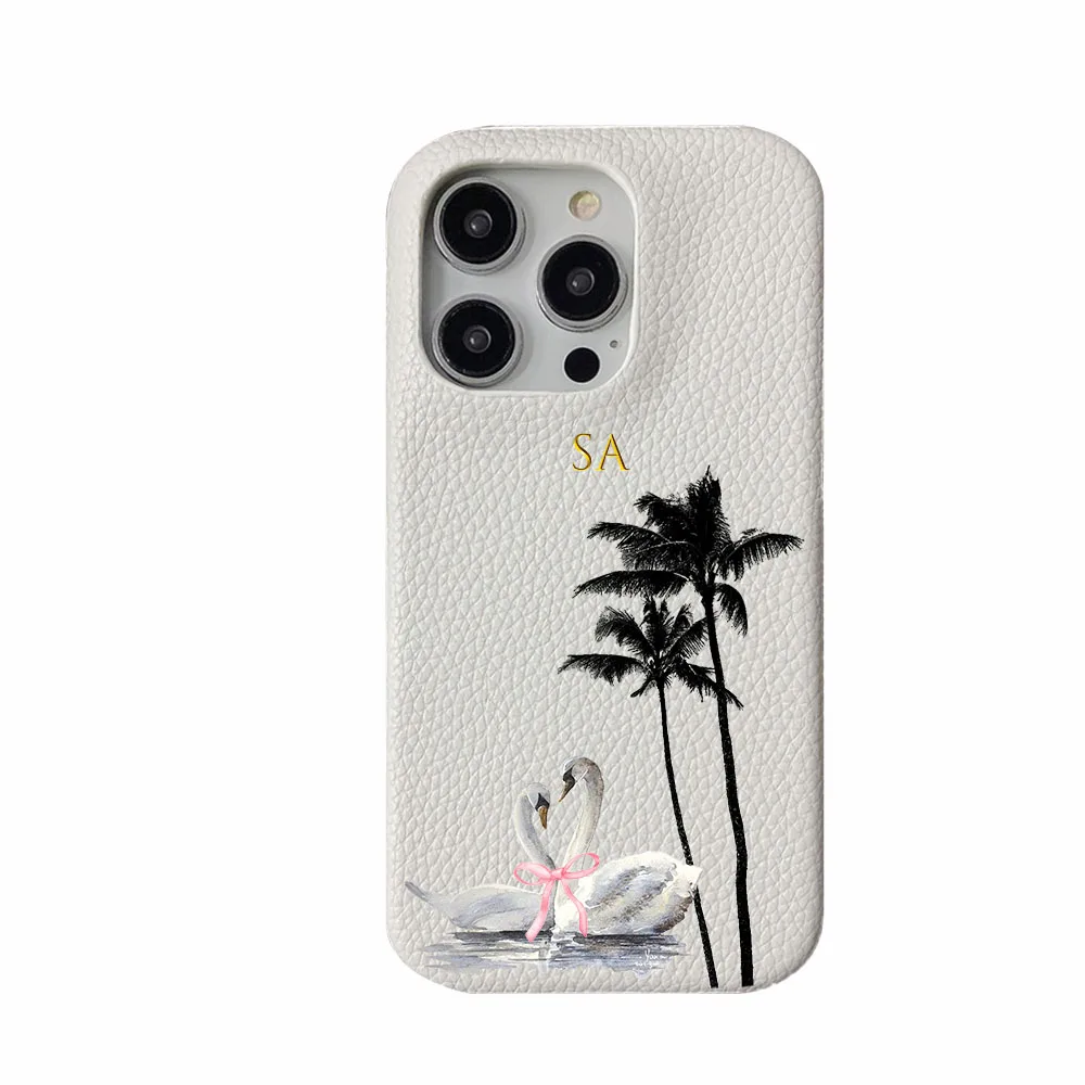 حافظة جلدية بحروف أولية مخصصة لهاتف آيفون 11 12 14 13 15 17Pro Max XS Max XR 16 Plus يغطي القمر والنجوم
