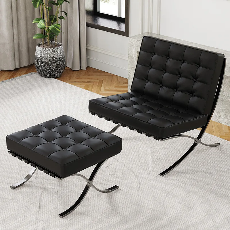 Barcelona leather minimalist chair