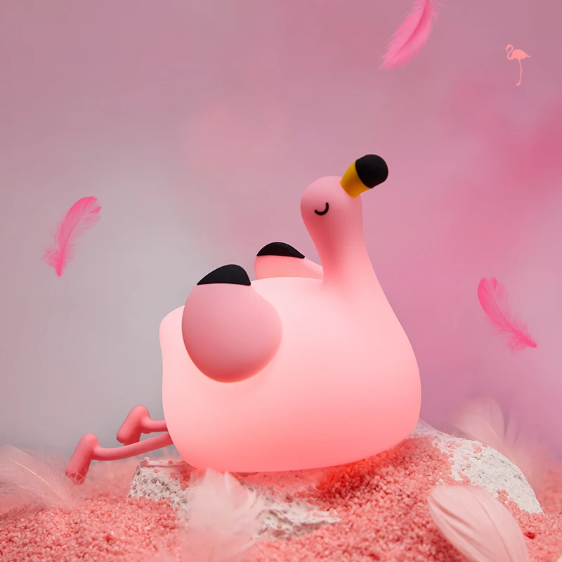 Veilleuse LED en Silicone en forme de flamant rose, Rechargeable, lumière d'ambiance, lampe de chevet pour chambre à coucher, cadeaux d'anniversaire pour enfants filles