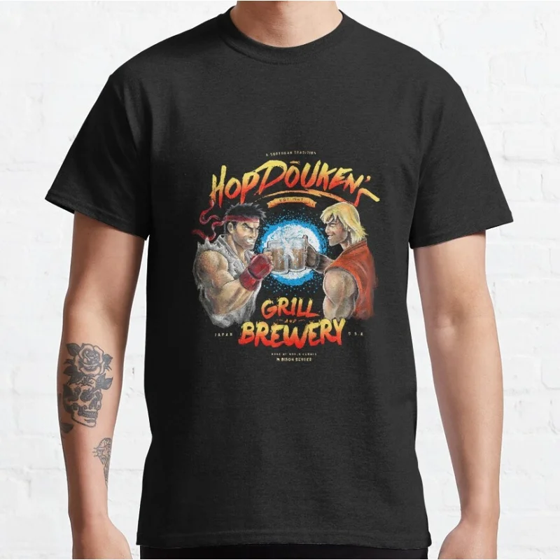 

Hop Douken's Combat Street fighter Gift t shirt Retro Arcade game Graphic Tee Y2K Clothes Large size Tops 100% cotton print tee