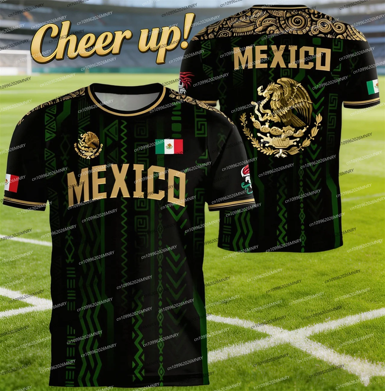 2026 Mexico National Flag Print T Shirt For Men 3D Eagle Pattern Short Sleeve Tees Outdoor Football Sports Clothing Casual Tops