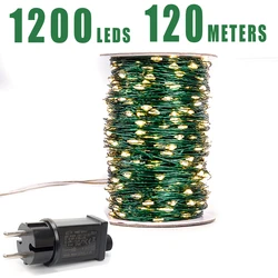 Green Cable LED String Lights Christmas Fairy Lights Outdoor Garlands Waterproof Tree Garland Christmas Holiday Decorration