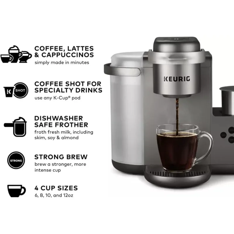 Keurig K-Cafe C Single Serve K-Cup Pod C Latte e Cappuccino Maker, 12, Níquel