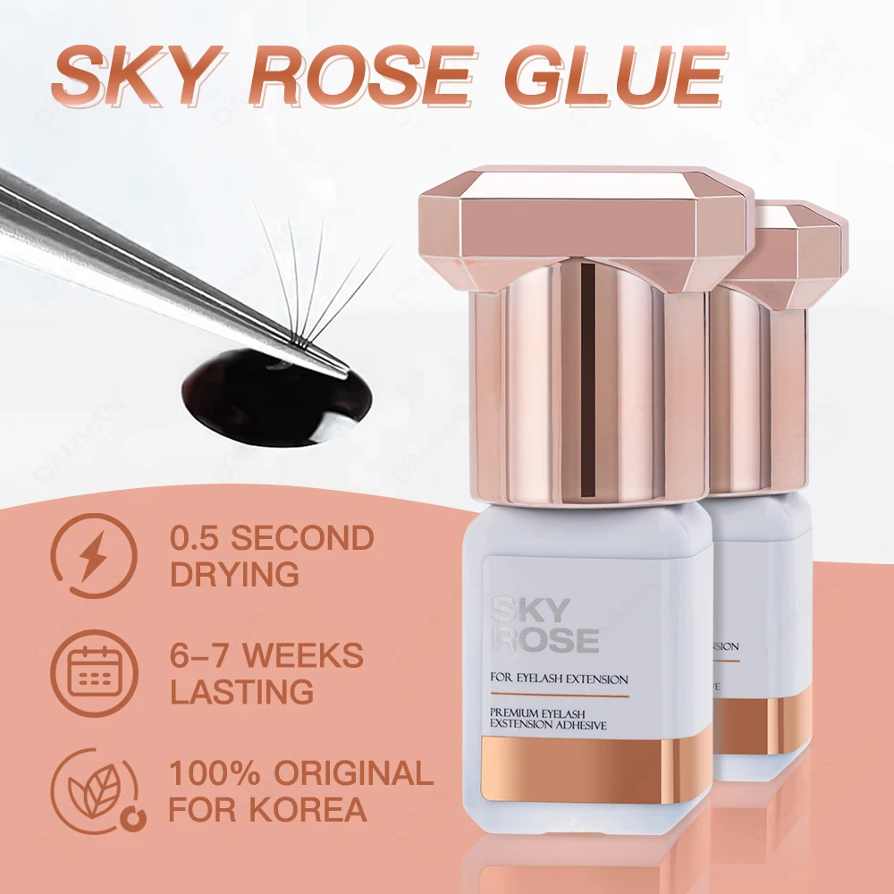 15Bottles 5ML Korea Original Sky Rose Glue 0.5S Fasting Drying Sky  Eyelash Glue Professional Lash Extension Adhesive Wholesale