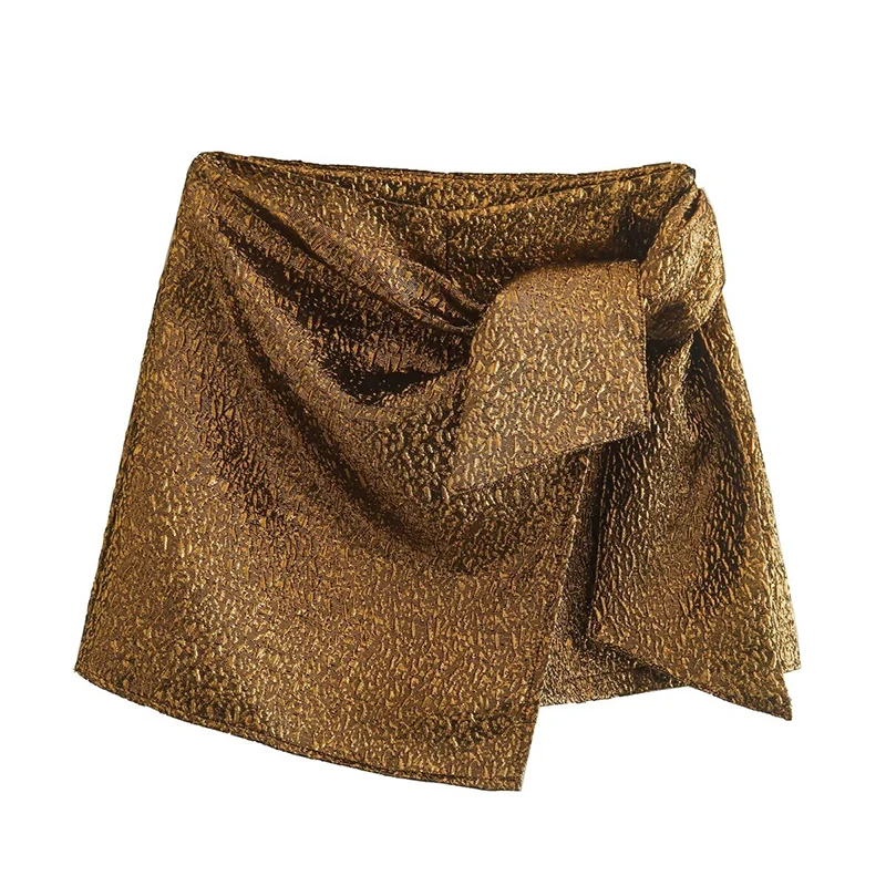 Willshela Women Fashion Textured Skort with Bow Knot High-waisted Invisible Side Zipper Casual Chic Lady Woman Elegant Shorts