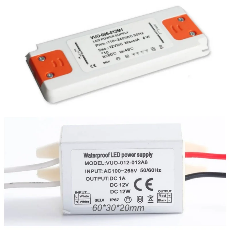 

12W 20W 30W Slim Transformer Regulator DC12V 24V Power Supply AC 110V 220V 240V LED Driver Adapter