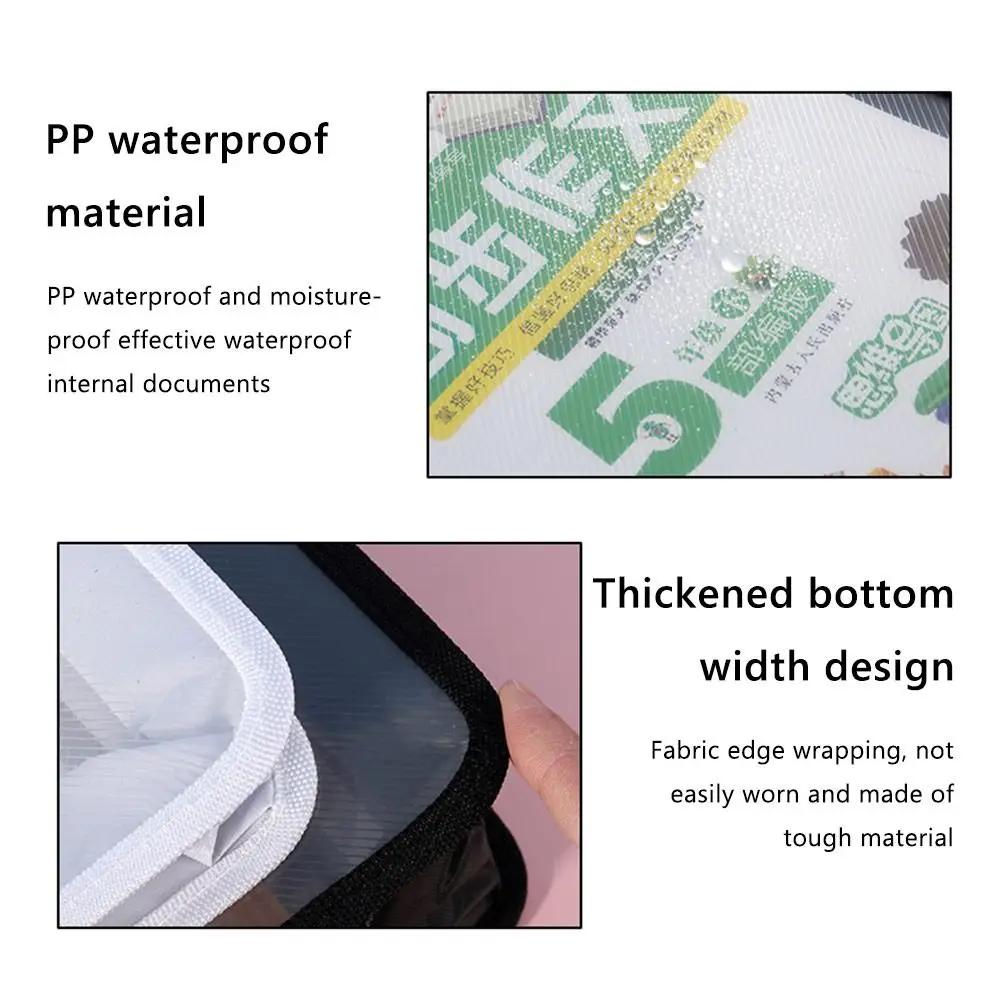 Portable PP A4 File Folder Transparent Large Capacity Tutoring Bag Handheld Book Test Paper Storage Bag Gift