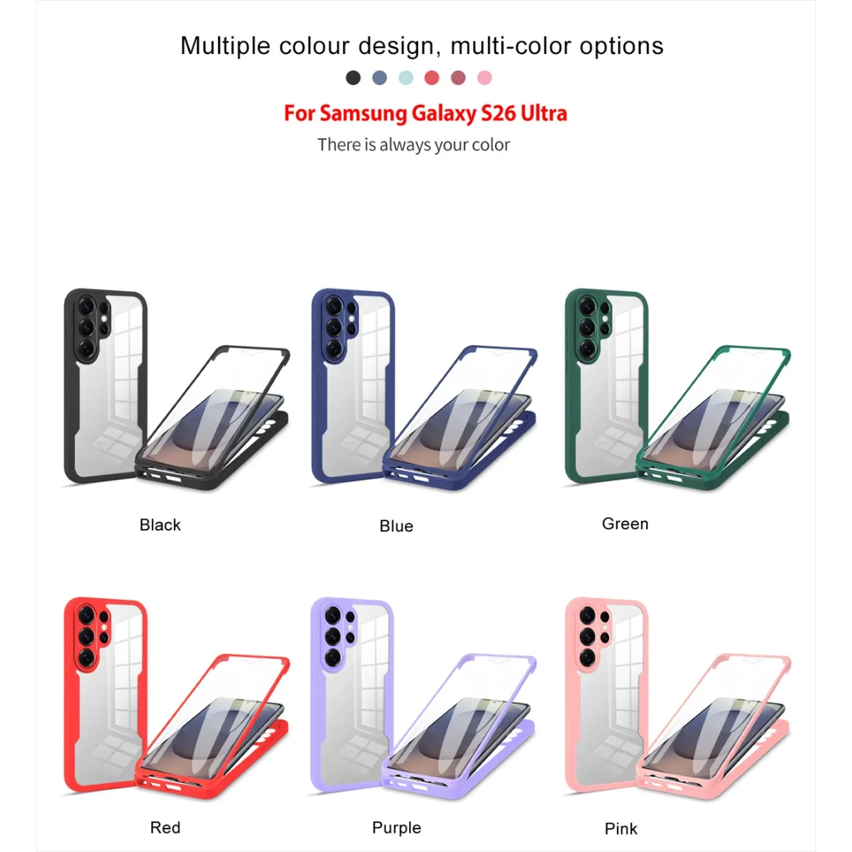 Transparente Anti-Schock-Anti-Fall-360-Handyhülle mit vollem Schutz für Samsung Galaxy S25/S26/S24 Ultra/S23/S26/S25 Plus/S25 FE
