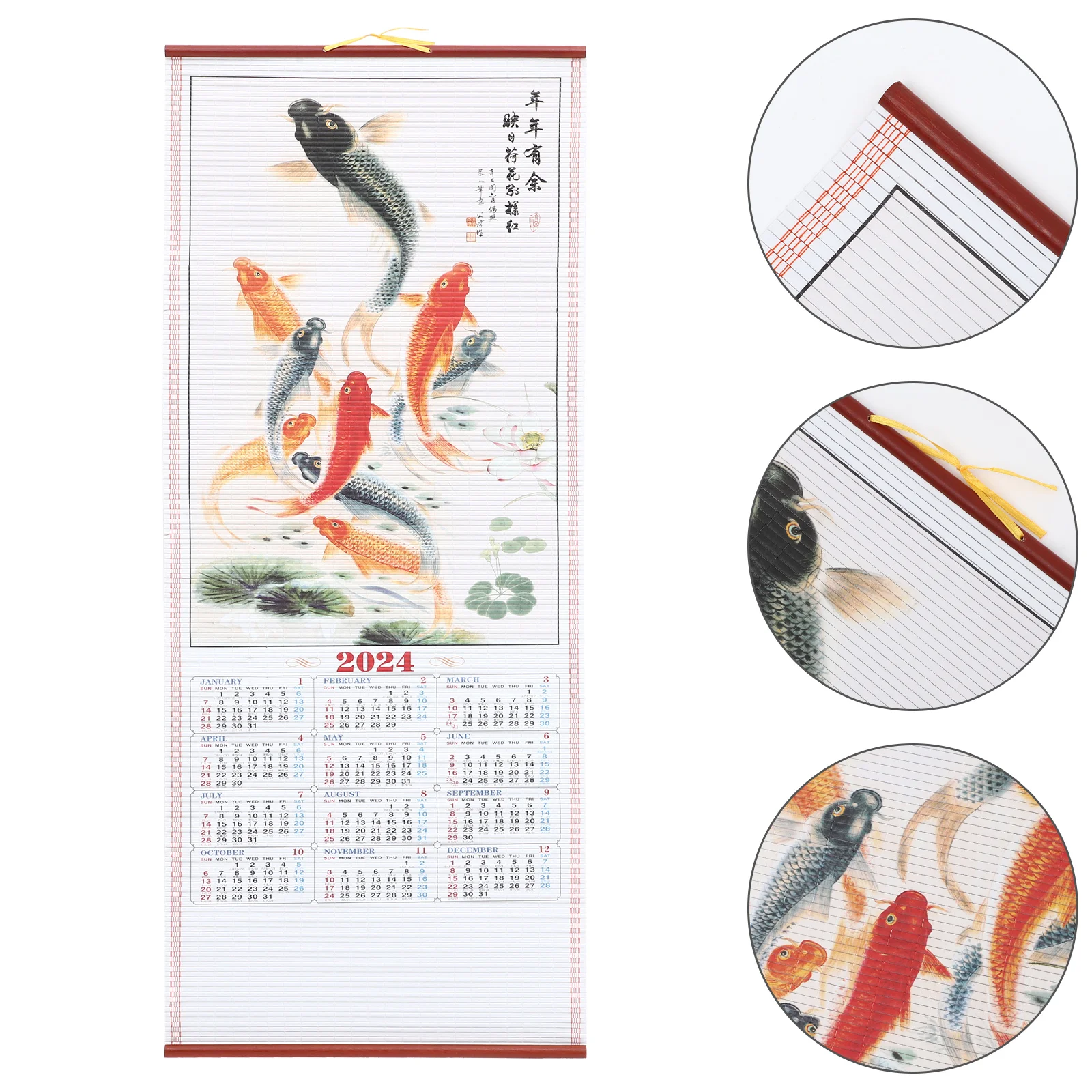 

2024 Chinese Wall Calendar Planners Advent Calendars Hanging Room Decor Office Double Sided