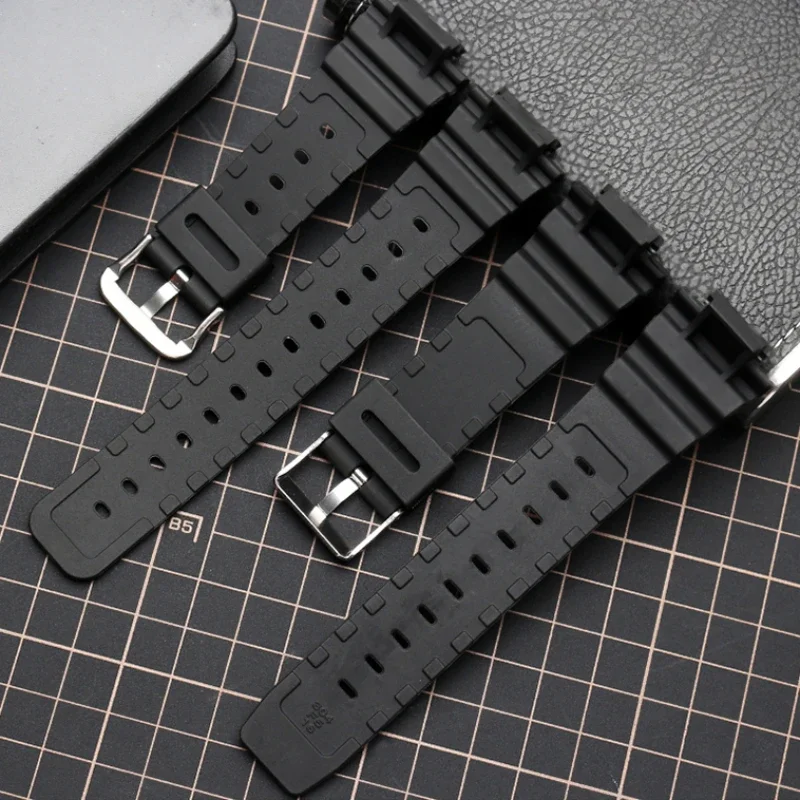 อะไหล่สายนาฬิกาสำหรับ Casio DW5600 GW-5000 5035 GW-M5610ซิลิโคนผู้ชายขนาด16มม. พร้อมอินเตอร์เฟซที่นูนและรูปแบบสี่เหลี่ยมจัตุรัส
