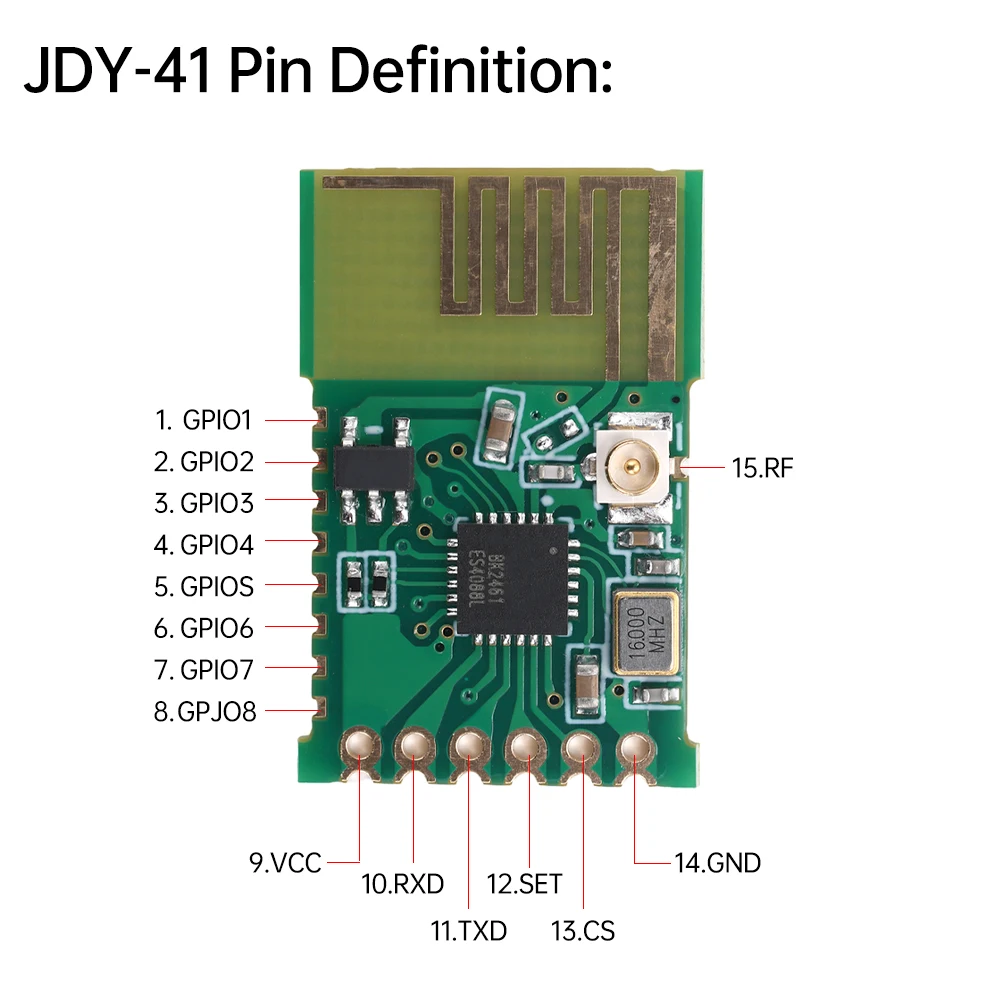 JDY-41 Módulo receptor transceptor RF de baixa potência de 2,4 GHz Módulo de comunicação sem fio de 2,4 GHz Módulo serial sem fio