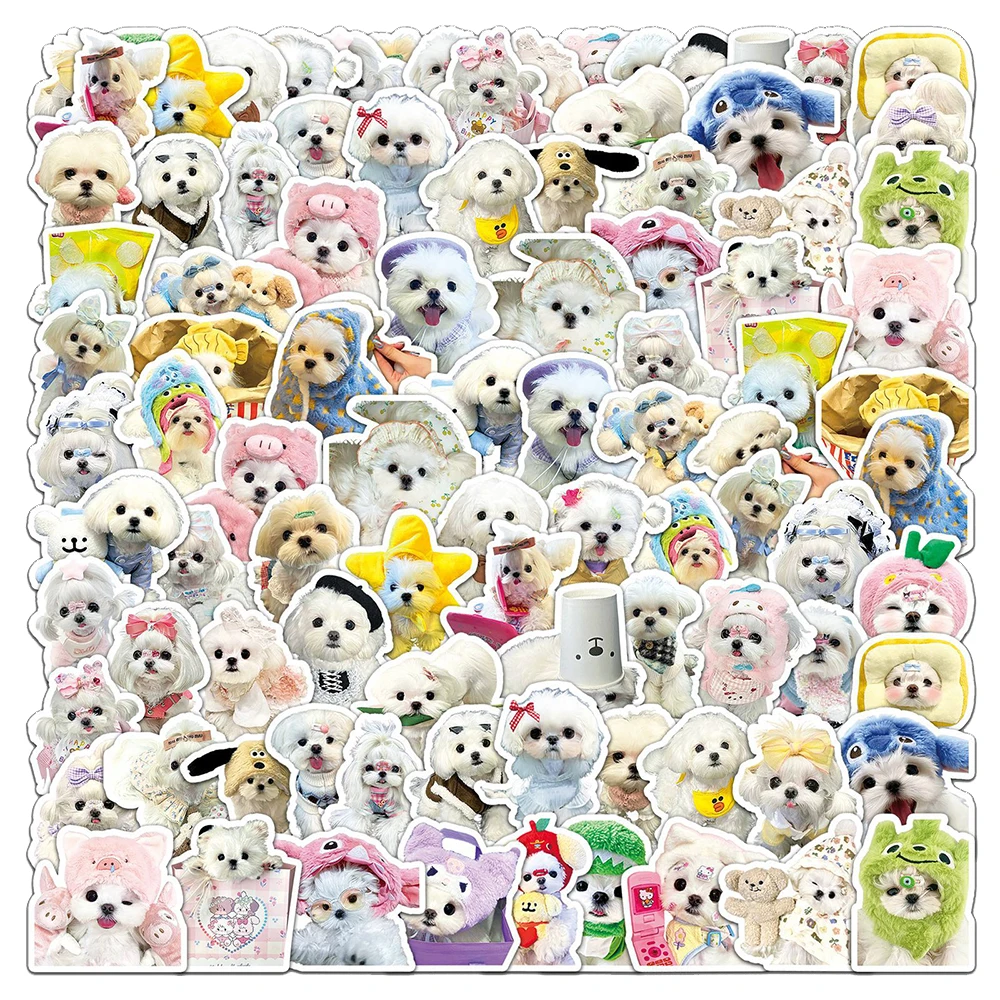 Pegatinas de perro maltés, calcomanías de dibujos animados Kawaii, 10/30/50 piezas, Juguetes DIY, Graffiti, álbum de recortes, funda de teléfono portátil, venta al por mayor