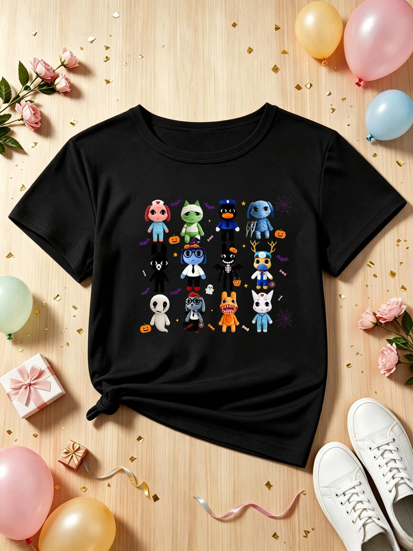 Halloween Animal Hospital Pumpkin Spiderweb Printed T Shirt Girls/Boys Horror Game Halloween Gift T-Shirt Funny Kids Clothes