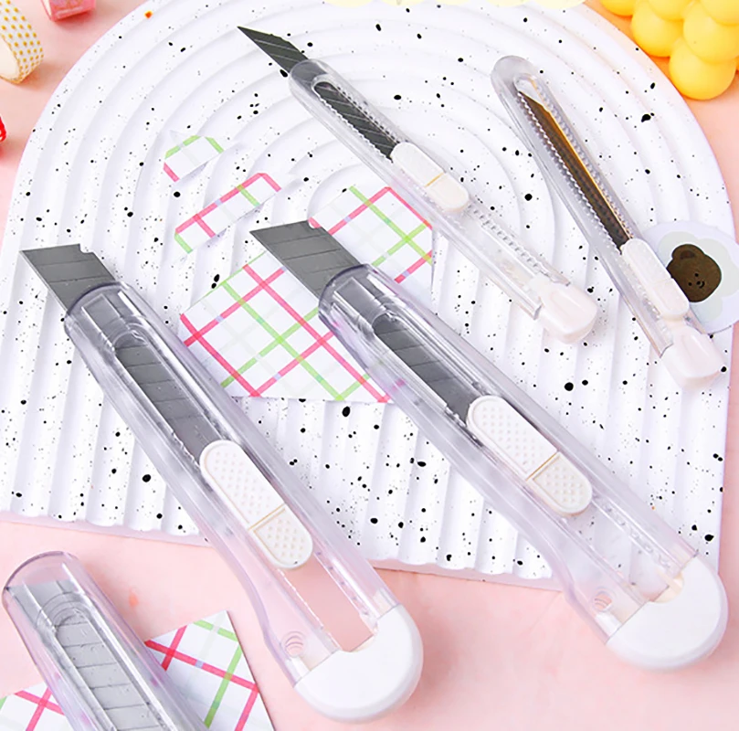 Simple Transparent Utility Knife Student Paper Cutting Office Stationery Unpacking Express Box Opener Portable Handmade Knife