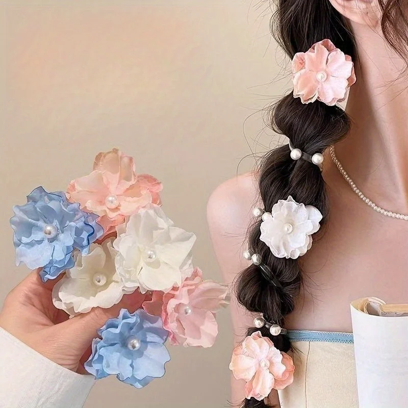Élastiques à cheveux, élastiques à cheveux en spirale, élastiques à cheveux en perles et en forme de fleur, élastiques à cheveux en fil de téléphone, accessoires pour queue de cheval, accessoires pour