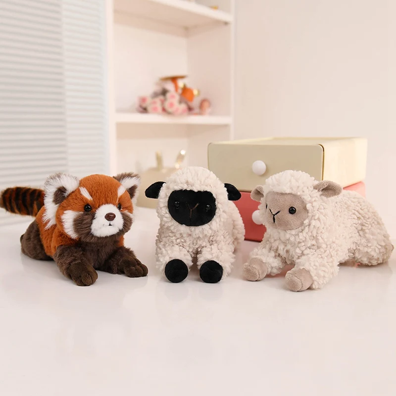 20/32cm Liegende Tierserie Schaf Hund Katze Panda Sofa Rückenlehne Bodenkissen Gefülltes Weiches Kissen Geburtstagsgeschenke