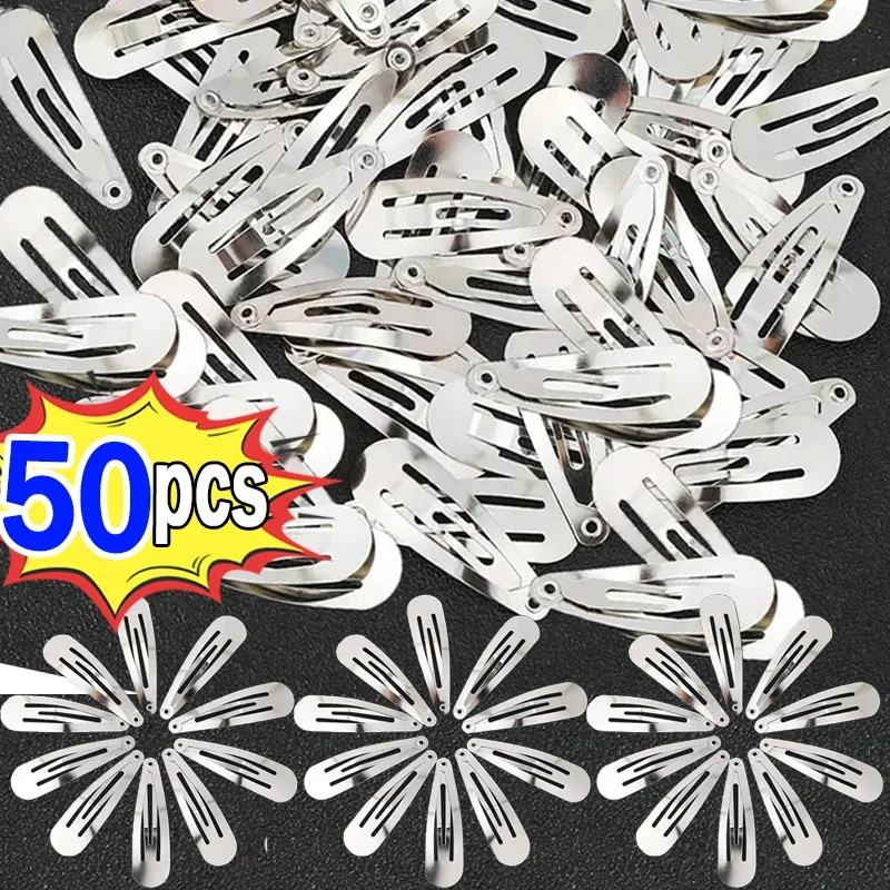 5/50pcs Y2K Metal BB Hair Clips Silver DIY Water Drop Shaped Hairpins Barrettes Punk Ins Girls Basic Headdress Making Hair Tools