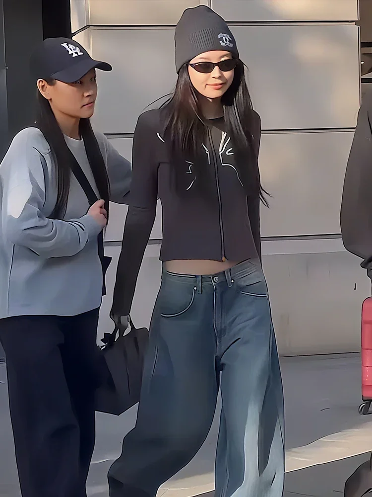 

EOENKKY Повседневная куртка с принтом бабочки, женская повседневная классическая лоскутная куртка с длинными рукавами и двойной молнией, трендовое спортивное эластичное уличное пальто