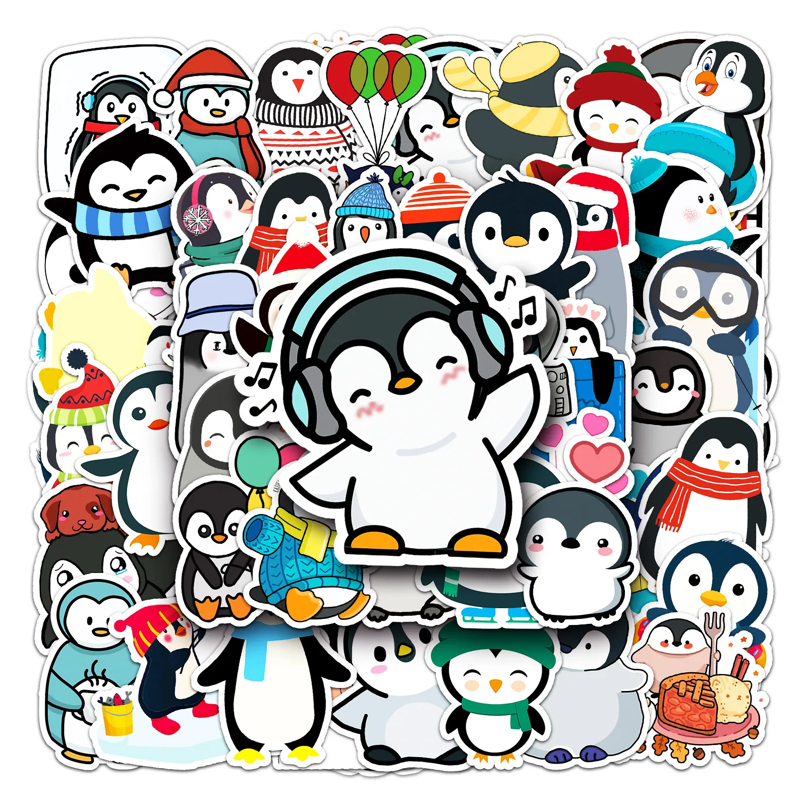 10/30/50PCS Cartoon Cute Penguin Animal Sticker Graffiti Helmet Car Computer DIY Scrapbook Wall Sticker Toy Decoration Wholesale