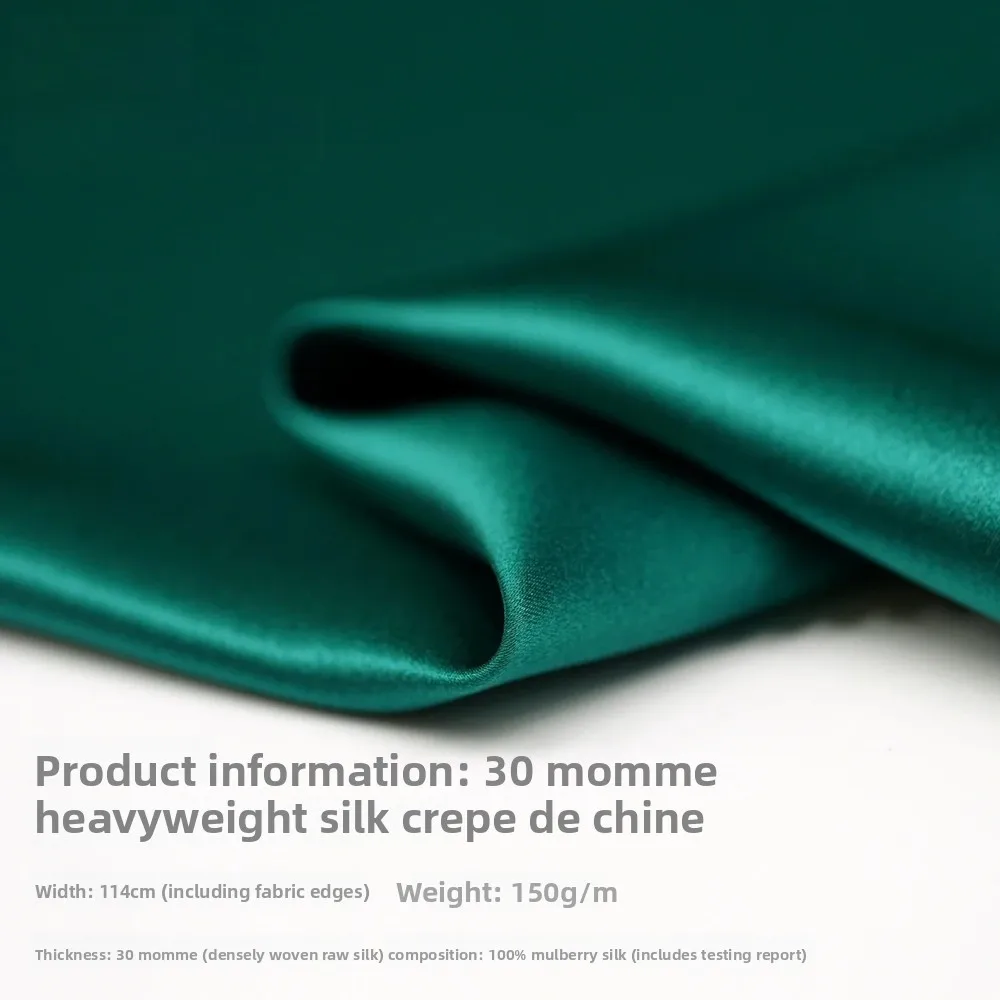 

114x100 см Премиум 30 мм тяжелая шелковая креповая атласная ткань из чистого шелка для одежды и подкладки Cheongsam в белой швейной ткани