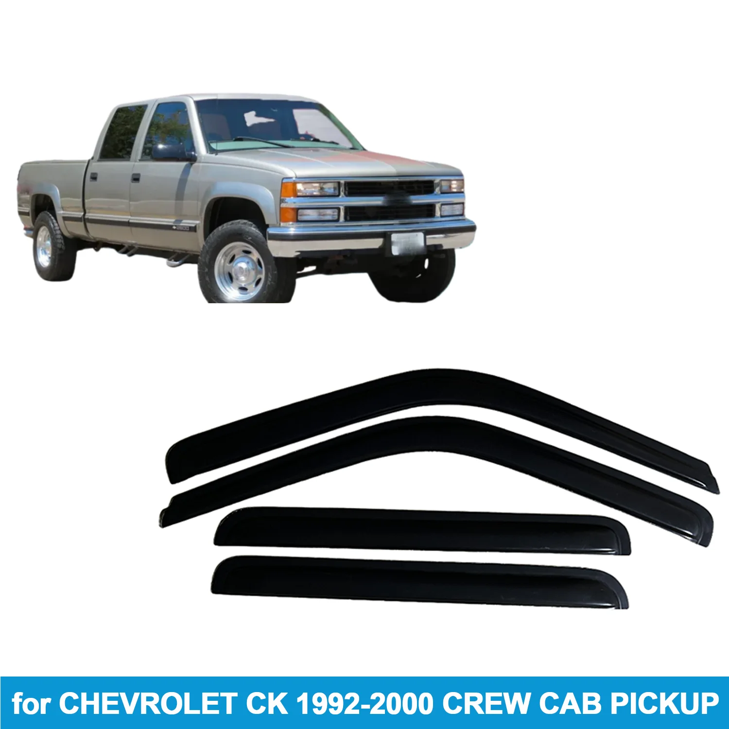 

Оконный козырек для CHEVROLET CK 1992-2000 CREW CAB PICKUP, защита от дождя, боковой дефлектор, защита от атмосферных воздействий, лента для наружного крепления